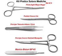 Kit Pratica Sutura Studenti Medico Chirurgico Dissezione Porta Aghi Pinza Set 5