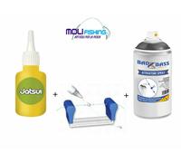 KIT PREPARAZIONE TRAVI PESCA SURFCASTING BOLENTINO COLLA + ATTIVATORE + SUPPORTO