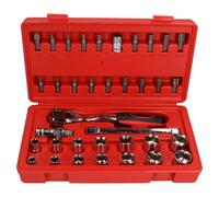 Kit presa bassa e accessori 3/8" unità metrica MM punte torx esagonali 36 pz
