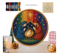 Kit Presepe Fai Da Te - Set Da Ricamo A Mano Per Principianti Da 80 G | Schema Punto Croce Natalizio | Regalo Artigianale Con Storia Sacra Cristiana, Decorazioni Per La Casa Per Adulti, Tessuto Sacro