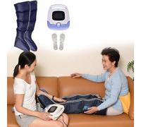 Kit Pressoterapia Domestica con 6 Fasce Riscaldanti - Linfodrenante Gambe/Pancia - Massaggiatore Professionale a Timer con Airbag (Blue, 2 gambe)