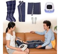 Kit Pressoterapia Domestica con 6 Fasce Riscaldanti - Linfodrenante Gambe/Pancia - Massaggiatore Professionale a Timer con Airbag (Blue, 2 gambe + vita + 2 braccia)