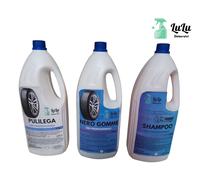 Kit prodotti pulizia auto nero gomme shampoo detergente cerchi professionale