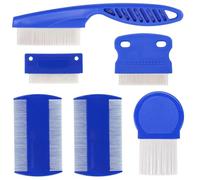 Kit professionale 6 in 1 per pidocchi e lendini, rimozione rapida ed efficace, cura della forfora, per tutti i tipi di capelli (adulti e animali domestici), pettini in metallo lisci e scanalati con