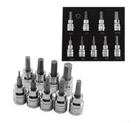 Kit professionale a bussola esagonale da 3/8, 9 pezzi, misure metriche da 2 mm a 10 mm, realizzato in acciaio al cromo vanadio trattato termicamente per una rimozione sicura del fissaggio