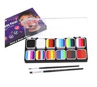 Kit professionale di pittura per viso e corpo ad acqua con 2 pennelli palette vibrante torte divisibili pitture sicure non irritanti artisti Halloween Cosplay feste festival articoli l arte adulti