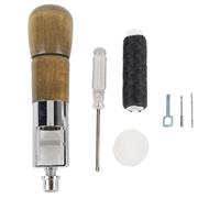 Kit professionale di punteruoli per cucire il cuoio, strumento di riparazione per cuciture a mano con manico in legno di faggio, aghi in acciaio inox e filo cerato, ideale per la