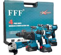 Kit Professionale Fai da Te 4in1 Avvitatore Trapano Smerigliatrice 2Batterie 68V