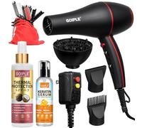 Kit professionale per capelli - Lonic, leggero, basso rumore, temperatura costante, asciugacapelli 1800 W per donne e uomini include un diffusore per capelli ricci e un set di accessori 21 pezzi