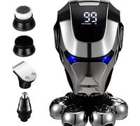 Kit professionale per la toelettatura degli uomini, rasoio rotante 7D 5 in 1 con batteria ricaricabile, display a LED impermeabile e accessori per la cura completa
