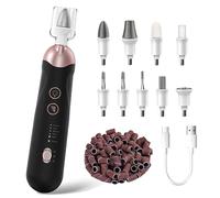 Kit professionale per manicure e pedicure, 8 in 1, lima elettrica per unghie, set di lime per unghie a 5 velocità per unghie spesse e cuticole, buffer per rifinitore a LED per donne, uomini, bambini e
