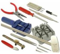 Kit Professionale per Riparazione Orologi, 16 Pezzi, con Base, Cacciaviti, Martelletto e Pinzette, per Manutenzione e Regolazione Orologi e Occhiali