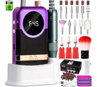 Kit professionale per trapano elettrico per unghie, 45000 giri/min, lima elettrica per unghie Efile, trapano portatile per unghie senza fili, con punte e base, lima e smerigliatrice per unghie per