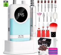 Kit professionale per trapano elettrico per unghie, 45000 giri/min, lima elettrica per unghie Efile, trapano portatile per unghie senza fili, con punte e base, lima per unghie per donne (blu)
