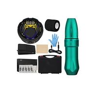 Kit professionale rotativo per tatuaggi, alimentatore LCD, pedale, cartuccia, aghi, set completo per tatuaggi con custodia (Vert)