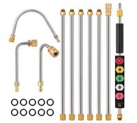 Kit Prolunga per Idropulitrice 4000 PSI, Bacchetta Estensione con 3 Aste Curve, 6 Ugelli, Compatibile con Connettore Rapido da 1/4", Accessori per Pulizia di Tetti, Finestre, Auto e Facciate
