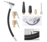 Kit Prolunga Valvola Pneumatici, 2 Pezzi Adattatore Valvola Bici con Tubo di Gonfiaggio Pneumatici da 20 cm 4 Accessori e Scatole di Plastica, Tubo Manometro Pressione Gomme per Camion Autobus