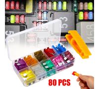 Kit Protezione Circuiti Essenziali 80pz Fusibili Lama Standard Set 3A~40A