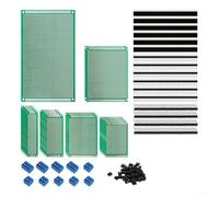 Kit prototipo PCB da 147 pezzi, con varie dimensioni di schede per test di circuiti e progetti fai da te, con connettori maschio femmina, morsettiere e ponticelli