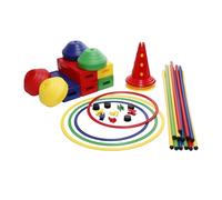Kit Psicomotorio Modello A - Set 33 Pezzi per Attività Motoria per Bambini | Gioco da Esterno Include Aste, Coni, Cerchi e Accessori, Materiale Atossico, Ideale per Sviluppo Fisico, Attività Creativa