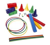 Kit Psicomotorio Modello B - Set 61 Pezzi per Attività Motoria per Bambini | Gioco da Esterno Include Aste, Coni, Cerchi e Accessori, Materiale Atossico, Ideale per Sviluppo Fisico, Attività Creativa