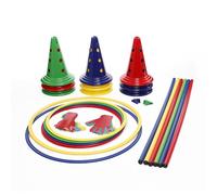Kit Psicomotorio Modello C - Set 25 Pezzi per Attività Motoria per Bambini | Gioco da Esterno Include Aste, Coni, Cerchi e Accessori, Materiale Atossico, Ideale per Sviluppo Fisico, Attività Creativa