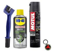 Kit Pulitore Catena Motul C4 400ml e Grasso WD-40 + Spazzola Pulisci Catena