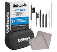 Kit Pulizia Apparecchi Acustici 9in1 Uditools - Compatibile con Apparecchi BTE RIC ITE e Auricolari - Set Accessori con Spazzole Scovolino Filo Ultra-Slim e Magnete Estrai-Batterie - Custodia Rigida