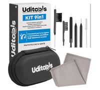 Kit Pulizia Apparecchi Acustici 9in1 - Uditools Set Accessori con Spazzole Scovolino Filo Ultra-Slim e Magnete Estrai-Batterie - Custodia Rigida - Compatibile con Protesi BTE RIC ITE e Auricolari