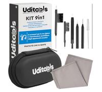 Kit Pulizia Apparecchi Acustici 9in1 Uditools - Set Accessori con Spazzole Scovolino Filo Ultra-Slim e Magnete Estrai-Batterie - Custodia Tascabile - Compatibile con Modelli BTE RIC ITE e Auricolari