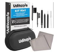 Kit Pulizia Apparecchi Acustici 9in1 - Uditools Set Accessori con Spazzole Scovolino Filo Ultra-Slim e Magnete Estrai-Batterie - Custodia Tascabile - Compatibile con Modelli BTE RIC ITE e Auricolari