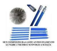 Kit pulizia camino canne fumarie PROFESSIONALE antisvitamento 12 mt + scovolo