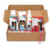 Kit Pulizia Denti Cane 5 Pezzi - Igiene Orale Completa con Dentifricio, Collutorio, Spray Alito Fresco e Spazzolini per Cani - Previene Placca Tartaro e Alitosi per Taglia Piccola Media Grande