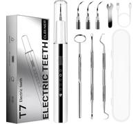 Kit Pulizia Denti Rimuovi Tartaro，Spazzolino a Ultrasuoni Intelligente e Impermeabile IPX7 con 5 Modalità Per Rimozione Placca e Macchie con 3 Testine Intercambiabili e 4 Luce LED per Uso Domestico
