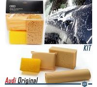 Kit Pulizia Lavaggio Auto e Moto ORIGINALE Audi Spugne e Panni Carrozzeria Vetri