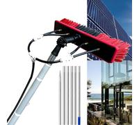 Kit Pulizia Pannelli fotovoltaici Asta per la Pulizia delle finestre Kit Palo Alimentato ad Acqua con Spatola Vetri 35/55 cmTesta della Spazzola Kit spazzolone palo di Pulizia,9M/55cm brush head