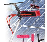 Kit Pulizia Pannelli fotovoltaici Asta per la Pulizia delle finestre Kit Palo Alimentato ad Acqua con Spatola Vetri 35/55 cmTesta della Spazzola Kit spazzolone palo di Pulizia,10M/35cm brush head