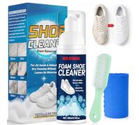 Kit Pulizia Scarpe, pulisci scarpe da 200 ml con spazzola e panno in microfibra, kit per la pulizia delle scarpe da ginnastica, pulizia rapida senza acqua per scarpe in pelle, tela, maglia, gomma
