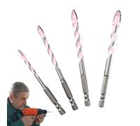 Kit Punta Trapano per Cemento,Set Di 4 Punte Eccentriche Diamantate Per Mattone | Utensile Multifunzionale ad Alta Resistenza per Legno Metallo Muratura Cartongesso Porcellana Vetro Ceramica e Acciaio