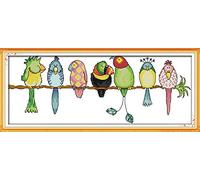 Kit Punto a Croce 11CT Tessuto Stampato 57x24cm Kit Ricamo Fai da te Ingresso emplice - Stampa Per Ragazze Artigianato Articoli DMC Ricamo - Pappagalli colorati
