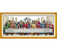 Kit Punto a Croce 14CT Tessuto Stampato 77x35cm Kit Ricamo Fai da te Ingresso emplice - Stampa Per Ragazze Artigianato Articoli DMC Ricamo - L'ultima Cena