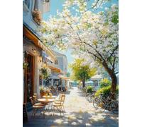 Kit Punto Croce,Angolo di Sakura Street 11CT40x50cm,Schemi Quadri Set Ricamo Punto Croce Kit da Ricamare Principianti Starter Prestampato Stampato Completo Bambini Cross Stitch Embroidery Ricami