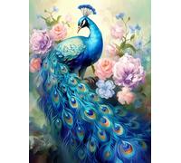 Kit Punto Croce Con Perline Fai-Da-Te Kit Ricamo Con Perline Pavone E Fiori Kit Ricamo Animali Set Punto Croce Facile Per Adulti Principianti 40x50cm