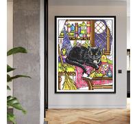 Kit punto croce contato con dimensioni gatto nero timbrato 11CT 14CT Ricami