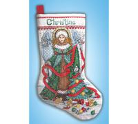 Kit punto croce contato Design Works "Angelo di Natale con calza", 43x30 cm