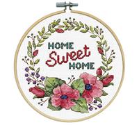 Kit punto croce contato Design Works con telaio "Floral Wreath", Diam. 20cm