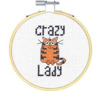 Kit punto croce contato Dimensions con cerchio "Impara un mestiere, Crazy Cat La