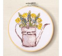 Kit punto croce contato DMC con telaio "Annaffiatoio Sunshine Flowers", Diam 14,