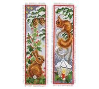 Kit punto croce contato segnalibro Vervaco "Coniglio e scoiattolo" Stickpackung