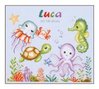 Kit punto croce contato Vervaco "Animali marini", 32x28cm